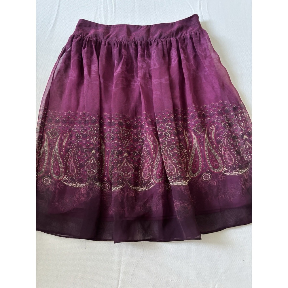 K&Company Purple Flare Skirt Size 8 (29x24) ‎ Midi Boho Ethnic Print Lined